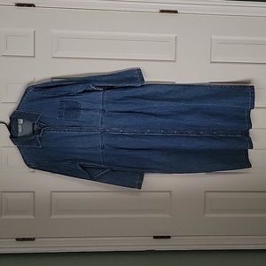 L.L. Bean women's denim full button downlong sleeve maxi dress sz 16p